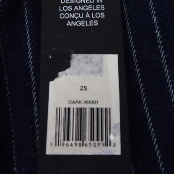 AFRM Denim Maxi Skirt Women's Size 25 Blue Pinstripe Long Back Slit - Picture 9 of 12